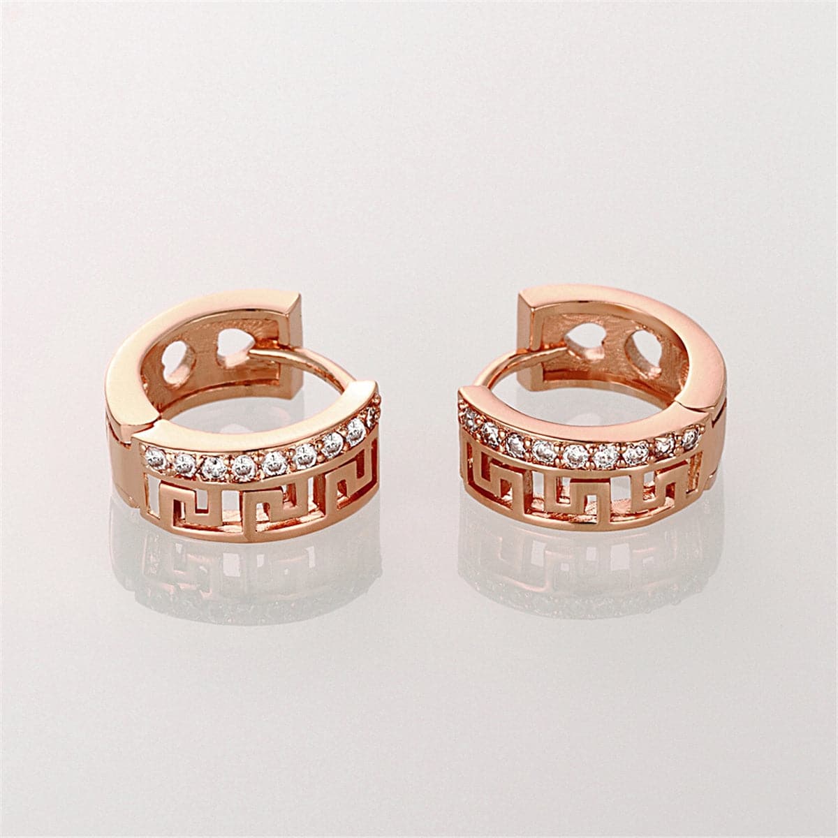 Cubic Zirconia & 18k Rose Gold-Plated Huggie Earrings - streetregion