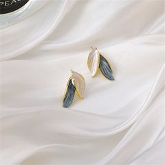 Enamel & 18K Gold-Plated Leaves Stud Earrings
