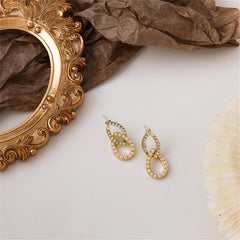 Pearl & Cubic Zirconia 18K Gold-Plated Interlocked Oval Drop Earrings