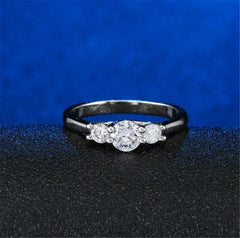 Cubic Zirconia & Silver-Plated Three-Prong Ring
