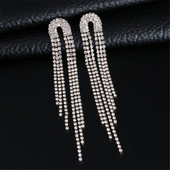 Cubic Zirconia & 18K Gold-Plated Arch Tassel Drop Earrings