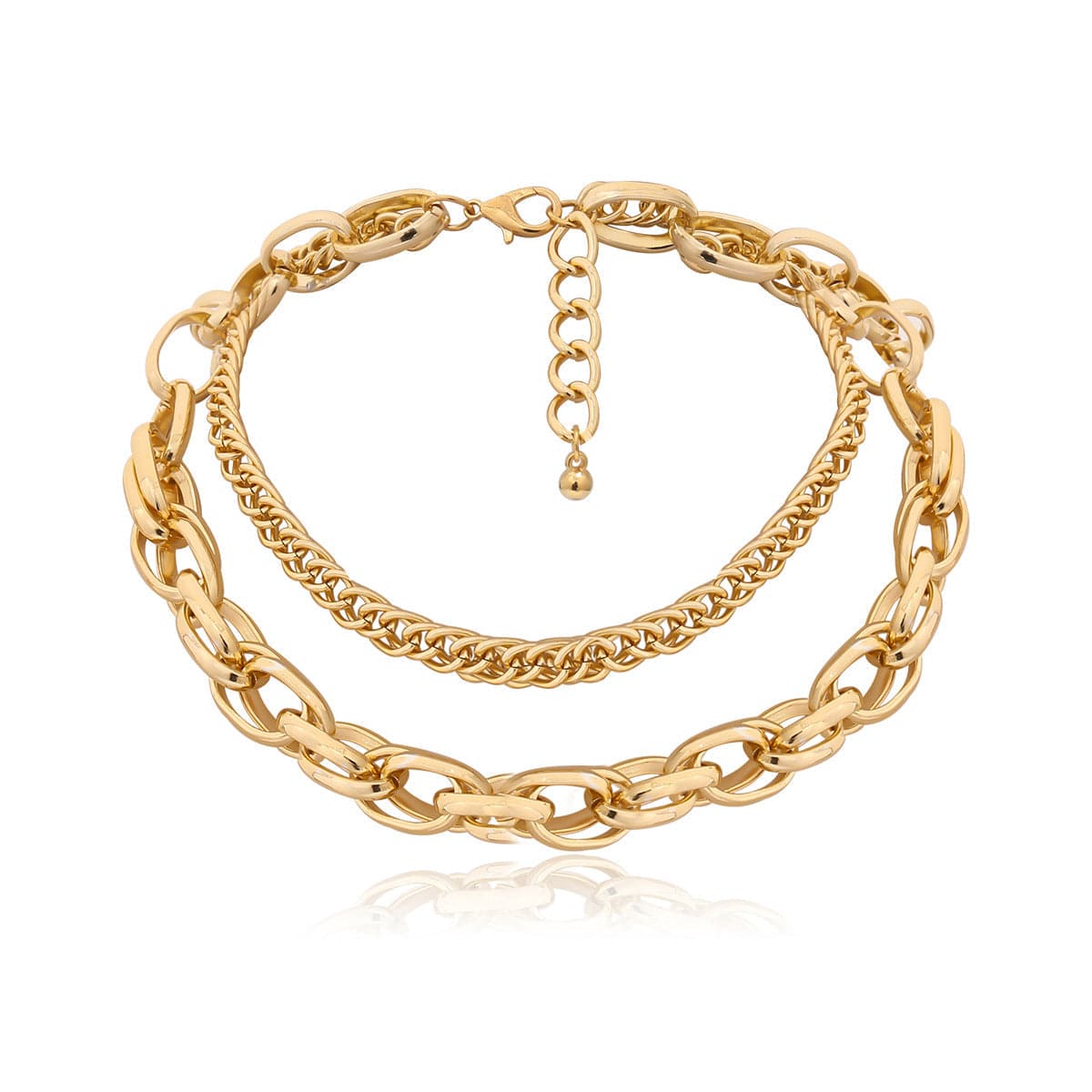18K Gold-Plated Intertwined Chain Layer Necklace