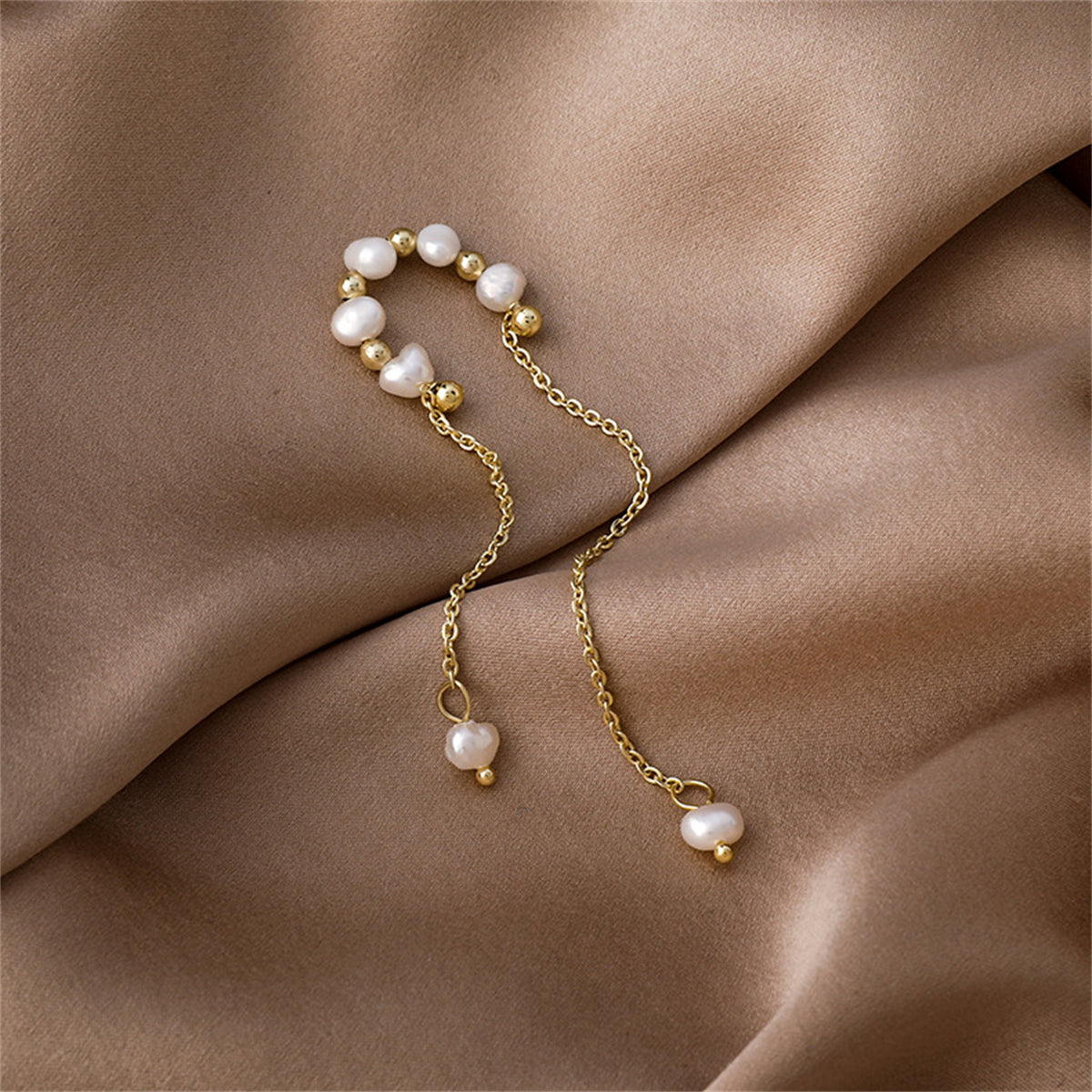 Pearl & 18K Gold-Plated Tassel Ear Cuff