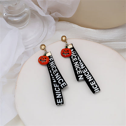Black Polyster and 18K Gold-Plated Pumpkin 'Nice' Layered Drop Earrings, gold drop earrings for women, lifestyle look