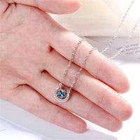 Blue Crystal & cubic zirconia Star Above Moon Pendant Necklace - streetregion