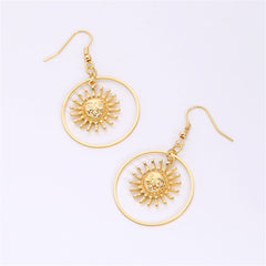 18K Gold-Plated Round Sun Drop Earrings