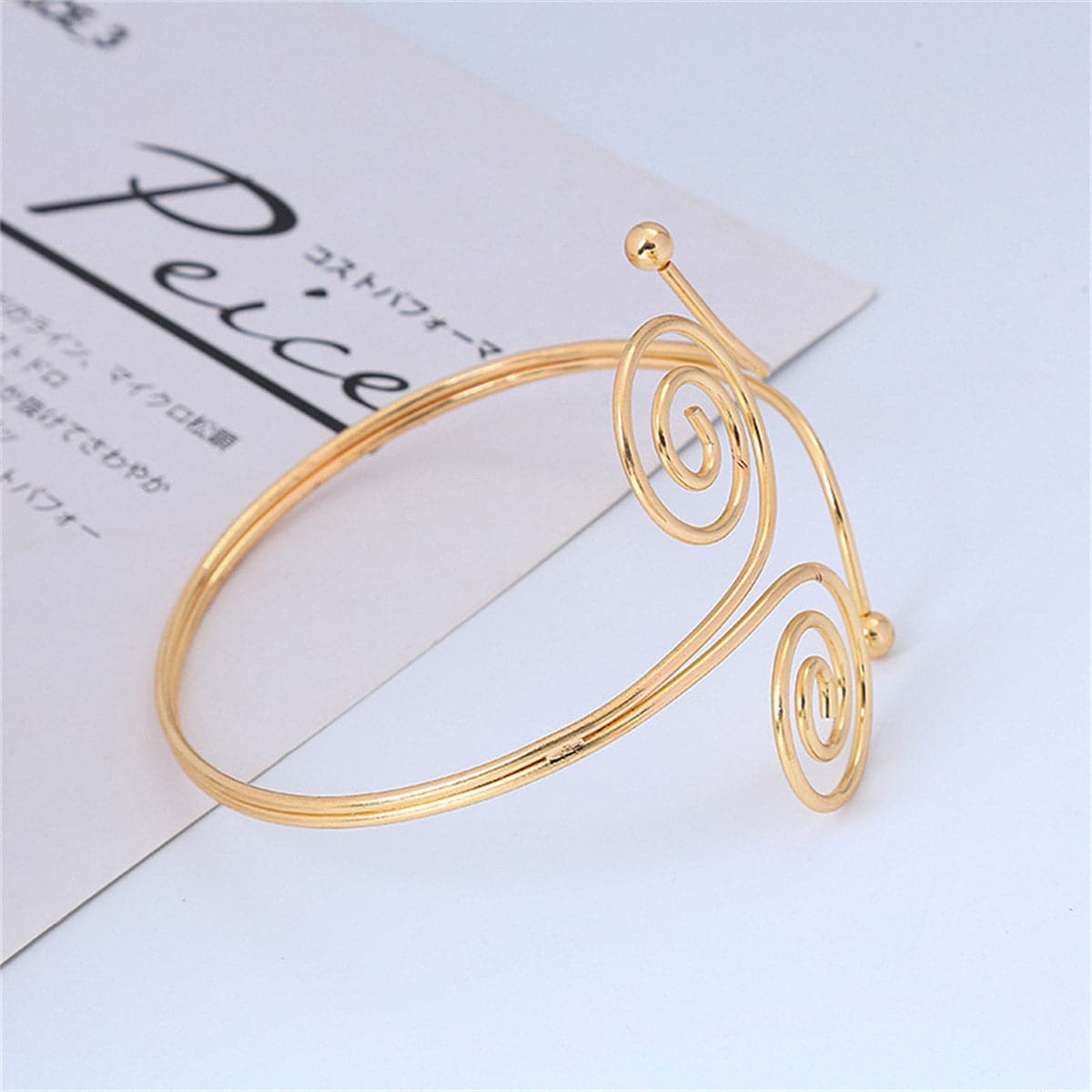 18K Gold-Plated Double Swirl Open Arm Cuff