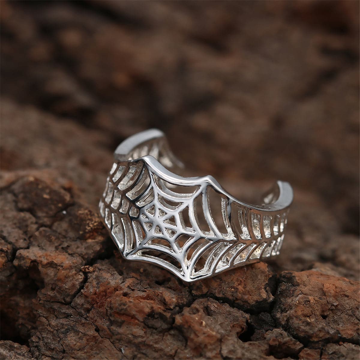 Silver-Plated Web Adjustable Ring