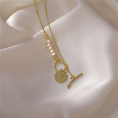 Pearl & 18K Gold-Plated Asymmetrical Coin Toggle Pendant Necklace