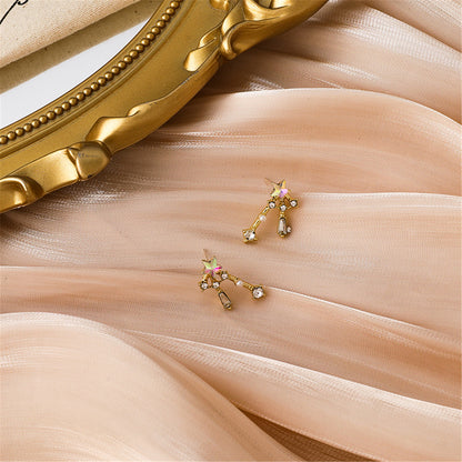 Crystal and Pearl 18K Gold-Plated Star Jacket Earrings, gold stud earrings for women, dainty minimalist design, styled look