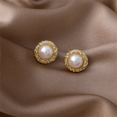 Pearl & 18K Gold-Plated Round Stud Earrings