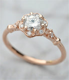 cubic zirconia & 18k Rose Gold-Plated Round Ring - streetregion