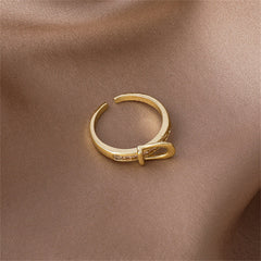 Cubic Zirconia & 18K Gold-Plated Belt Open Ring