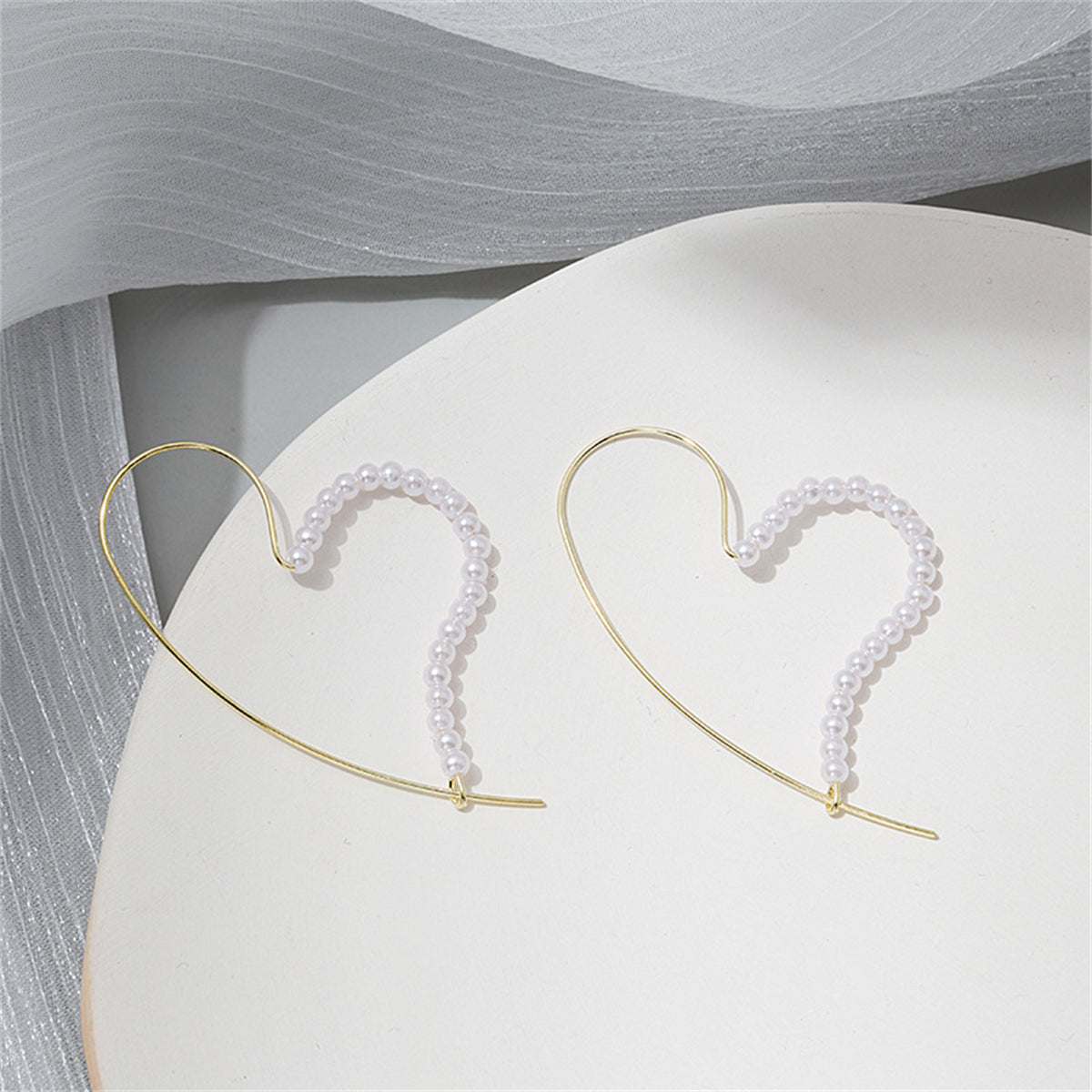 Pearl & 18K Gold-Plated Heart Hoop Earring