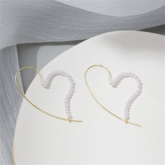 Pearl & 18K Gold-Plated Heart Hoop Earring