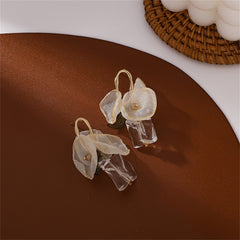 Green Acrylic & Pearl Resin 18K Gold-Plated Leaf Drop Earrings