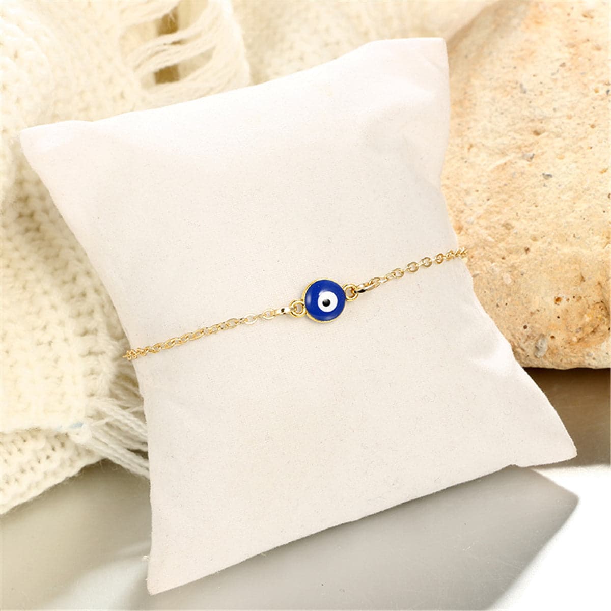 Royal Blue & 18K Gold-Plated Evil Eye Charm Anklet