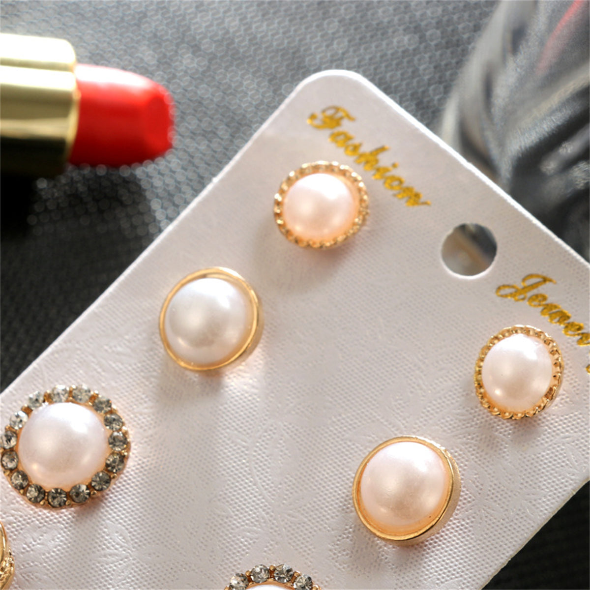 Pearl and Cubic Zirconia Floral Round Stud Earrings Set, stud earrings for women, everyday style, lifestyle look