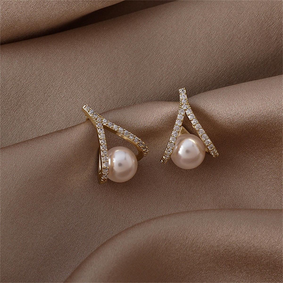 Cubic Zirconia and Pearl Drop Stud Earrings, stud earrings for women, vintage-inspired design, lifestyle look