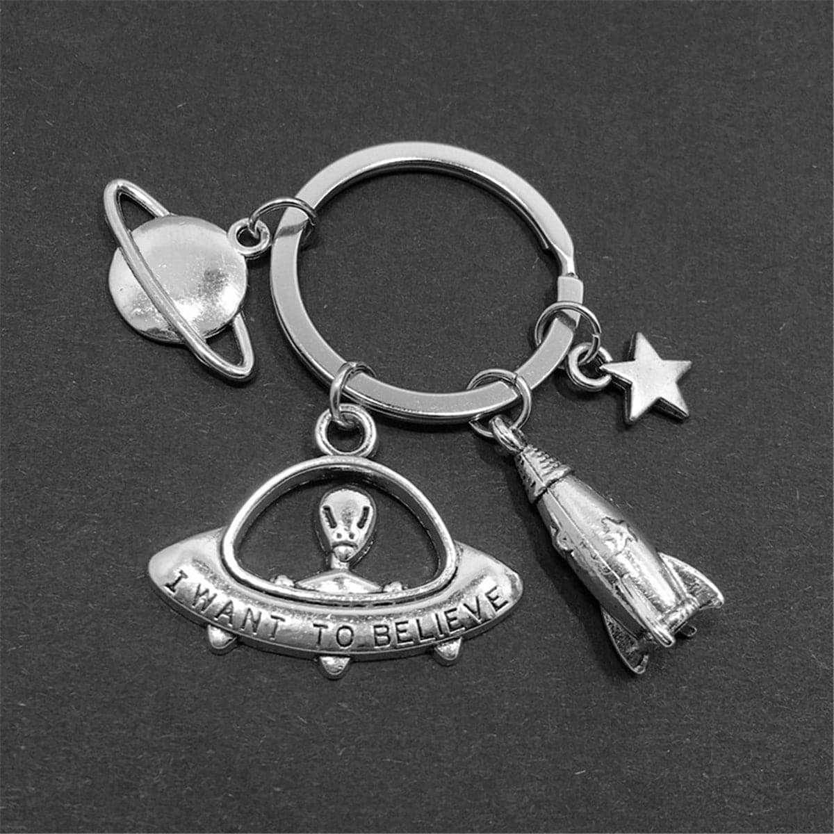 Silver-Plated 'I Want To Believe' Alien Key Chain