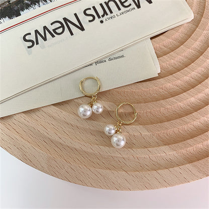 Pearl & 18K Gold-Plated Double Charm Drop Earrings