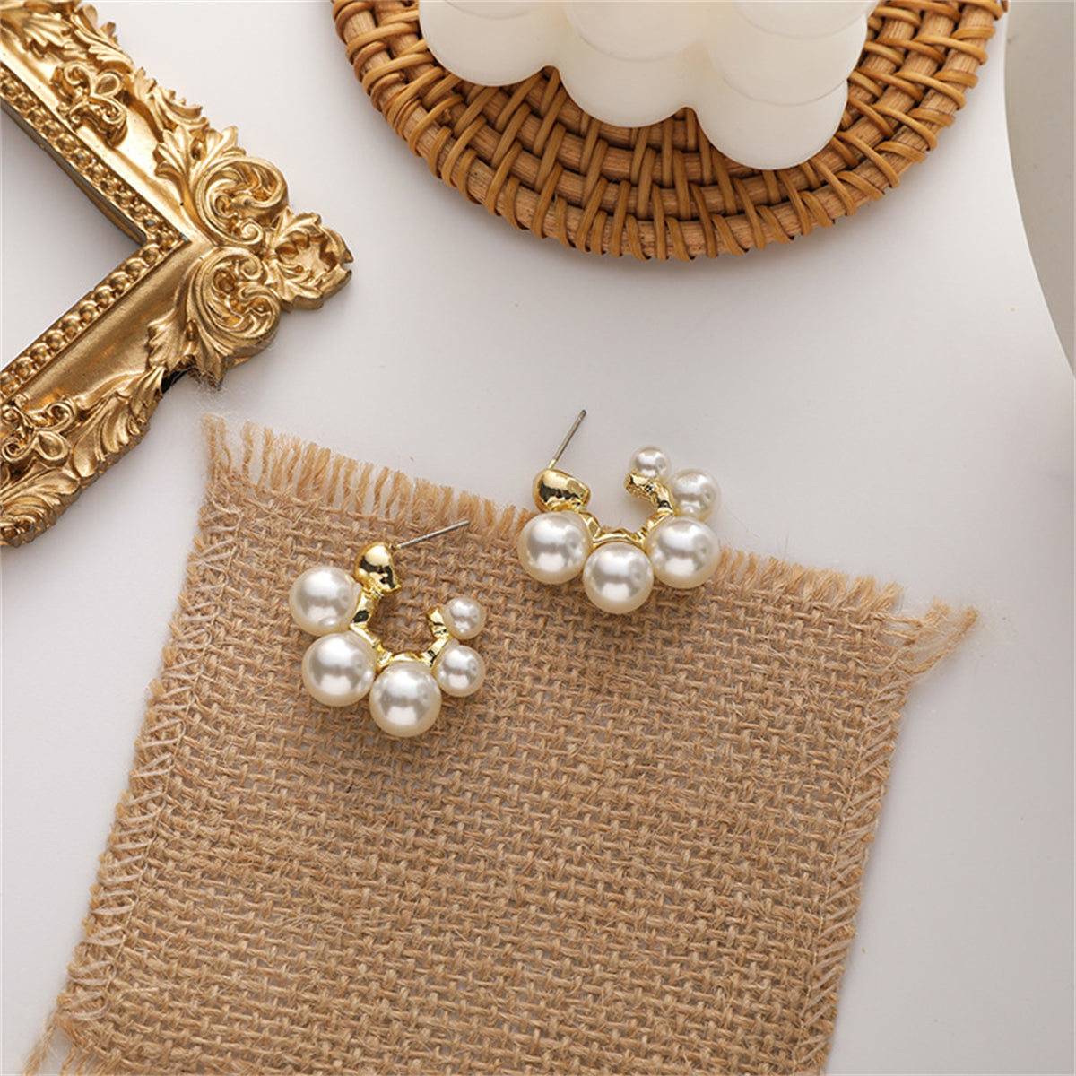 Pearl & 18K Gold-Plated C-Shape Huggie Earrings