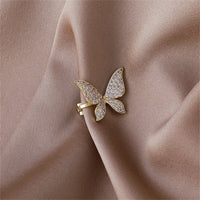 Cubic Zirconia & 18k Gold-Plated Butterfly Ear Cuffs