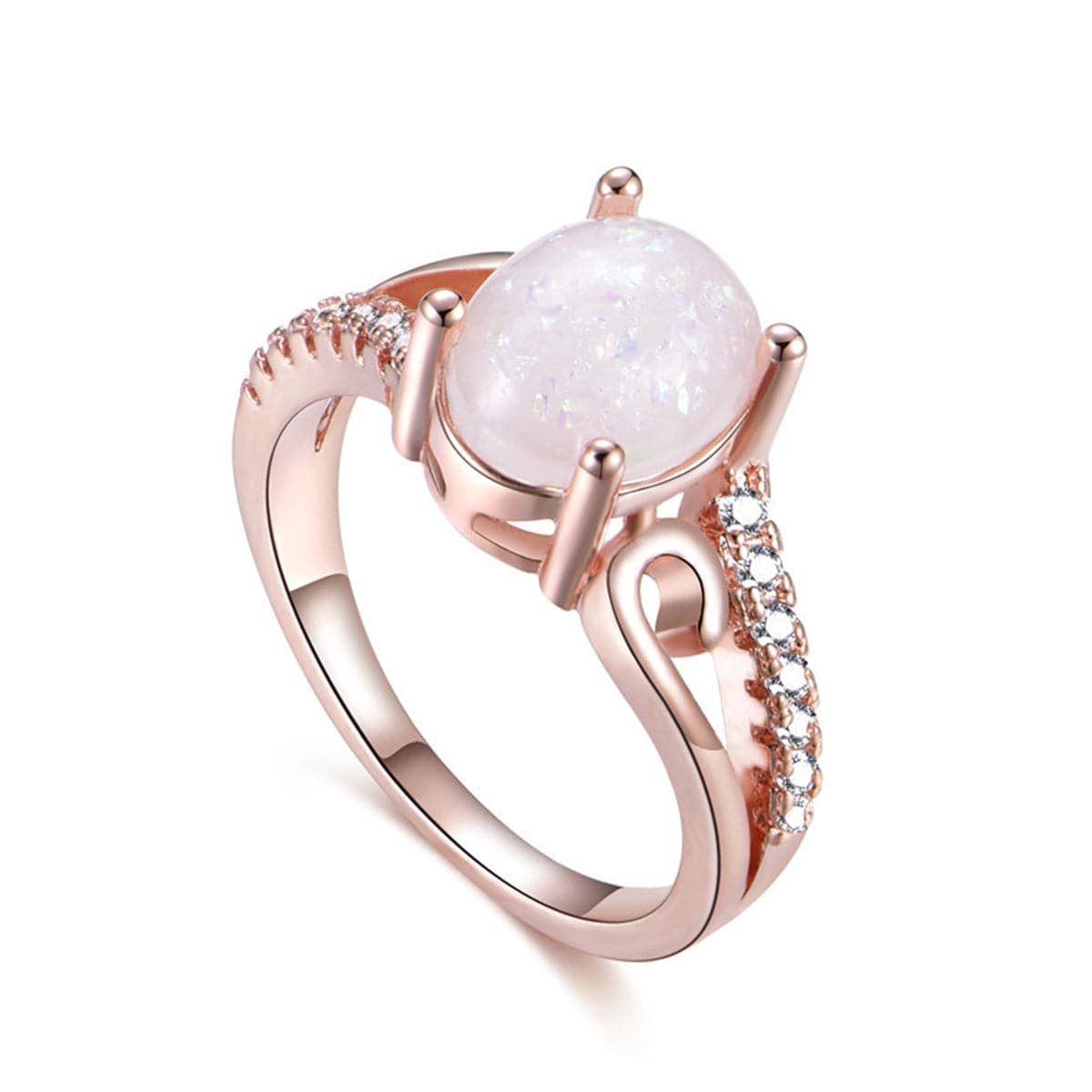 White Opal & 18K Rose Gold-Plated Promise Ring