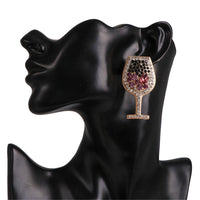 Purple Crystal & Cubic Zirconia Wine Cup Stud Earrings