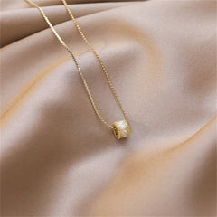 Cubic Zirconia & 18K Gold-Plated Cylinder Pendant Necklace