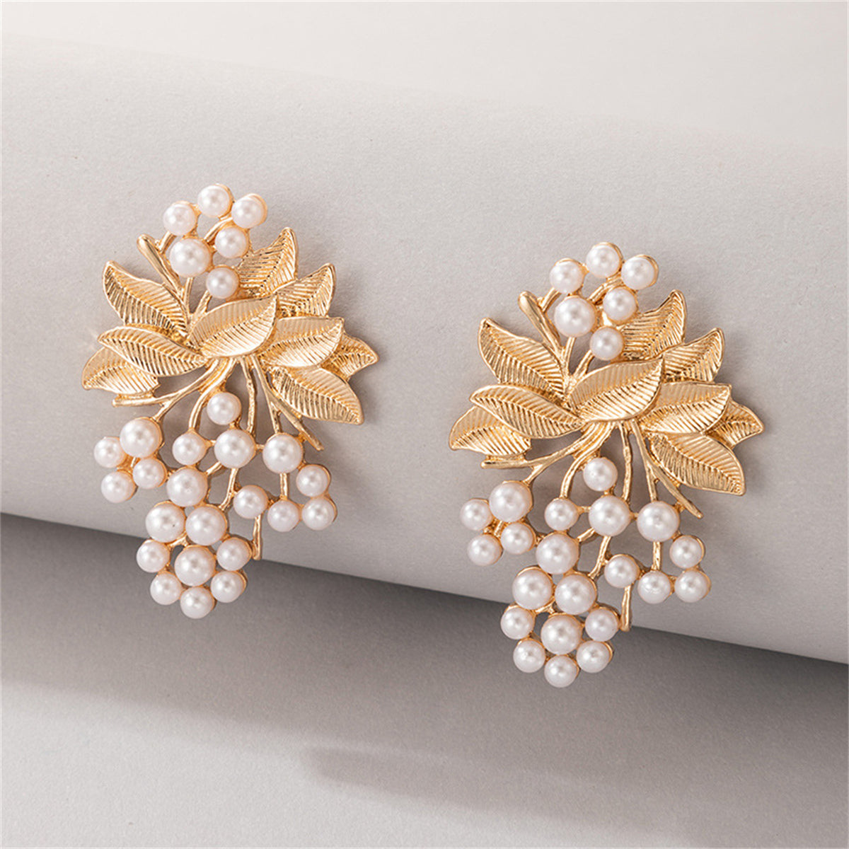 Pearl and 18K Gold-Plated Botanical Drop Earrings, gold drop earrings for women, botanical inspired, lifestyle look