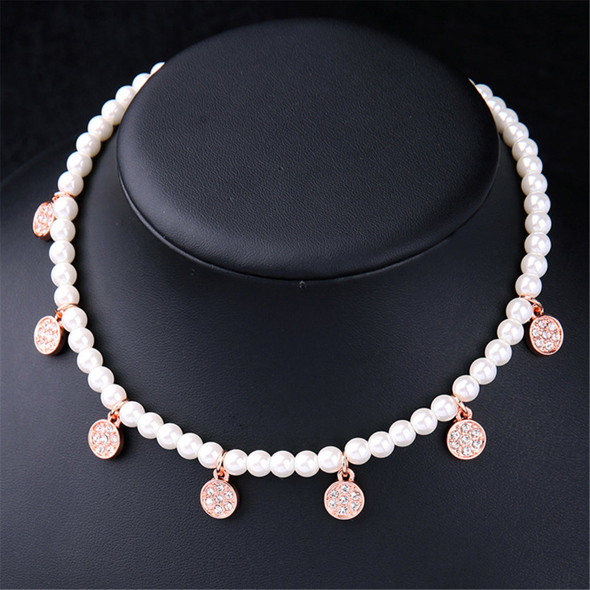 Cubic Zirconia & Pearl Station Necklace