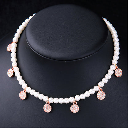 Cubic Zirconia & Pearl Station Necklace