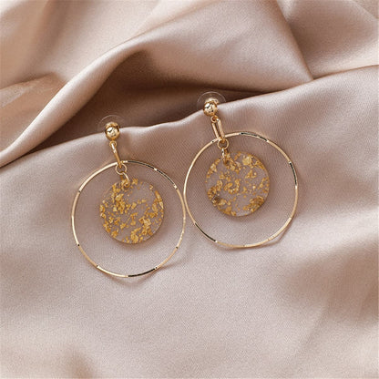 18K Rose Gold-Plated Geometric Drop Earrings, rose gold drop earrings for women, botanical inspired, lifestyle look