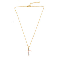 Cubic Zirconia & 18k Gold-Plated Cross Pendant Necklace