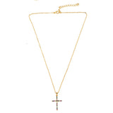 Cubic Zirconia & 18k Gold-Plated Cross Pendant Necklace