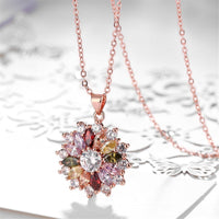 Cubic Zirconia & 18k Rose Gold-Plated Burst Pendant Necklace - streetregion