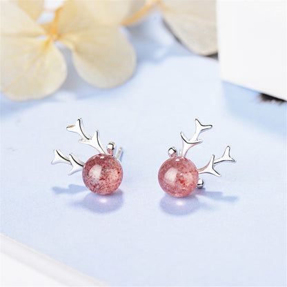 Crystal Deer Antlers Stud Earring, stud earrings for women, dainty minimalist design, styled look