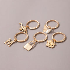 18K Gold-Plated Dragon & Butterfly Charm Ring Set