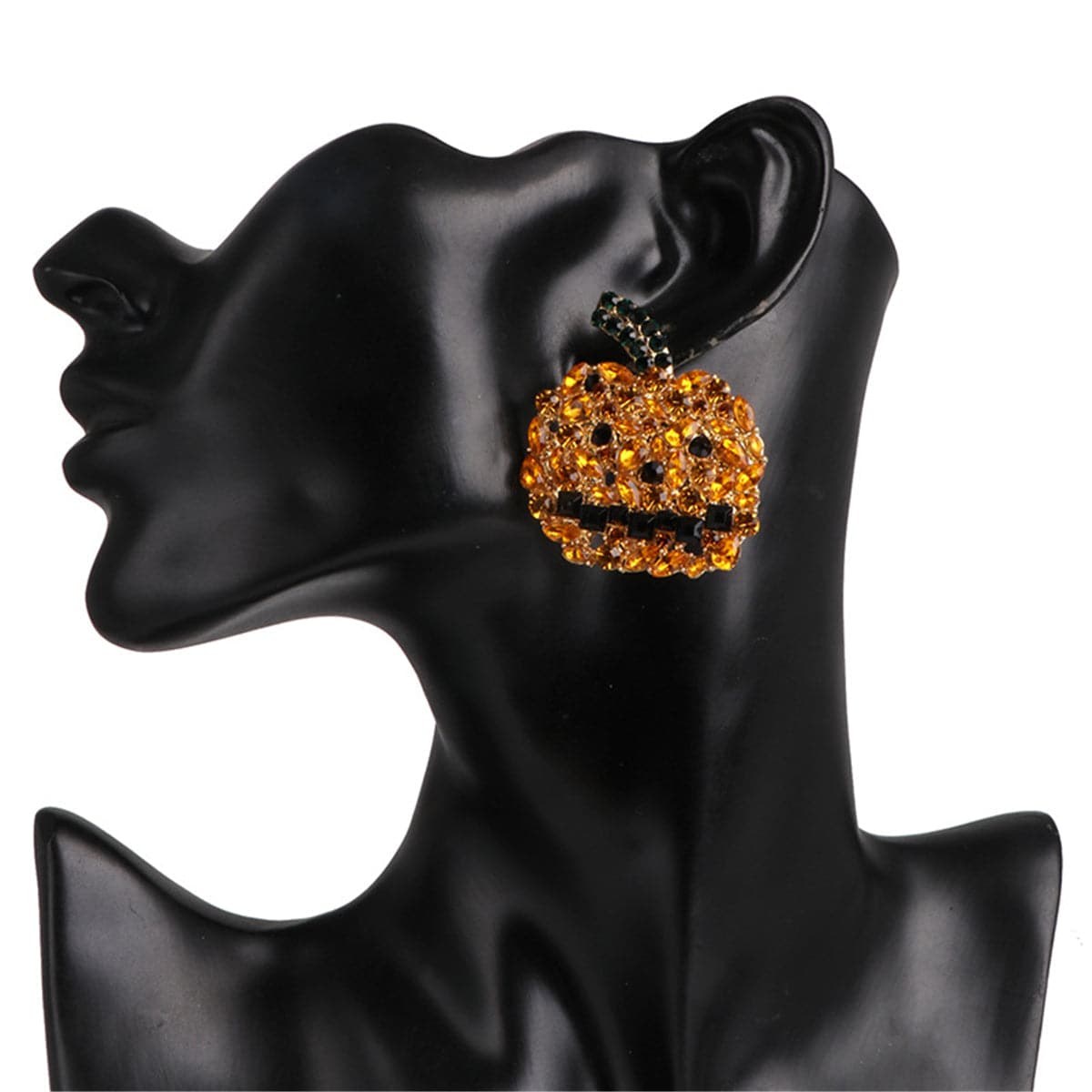 Yellow Crystal & Cubic Zirconia Pumpkin Stud Earrings