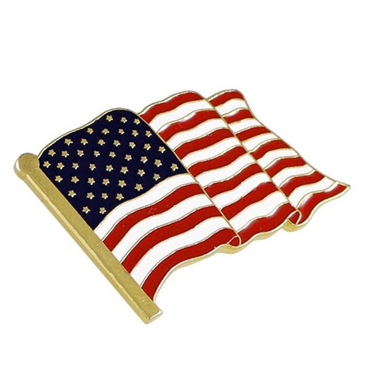 Red Enamel & 18K Gold-Plated American Flag Brooch