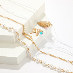 Pearl & Turquoise Bird Charm Anklet Set
