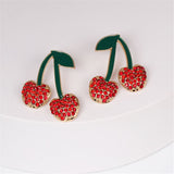 Red Cubic Zirconia & Green Cherry Drop Earrings