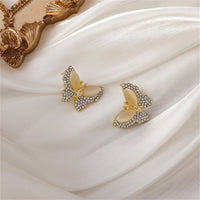 Cubic Zirconia & Cats Eye Butterfly Stud Earrings