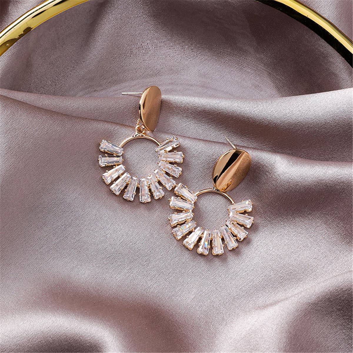 18K Gold-Plated & Crystal Circle Drop Earrings