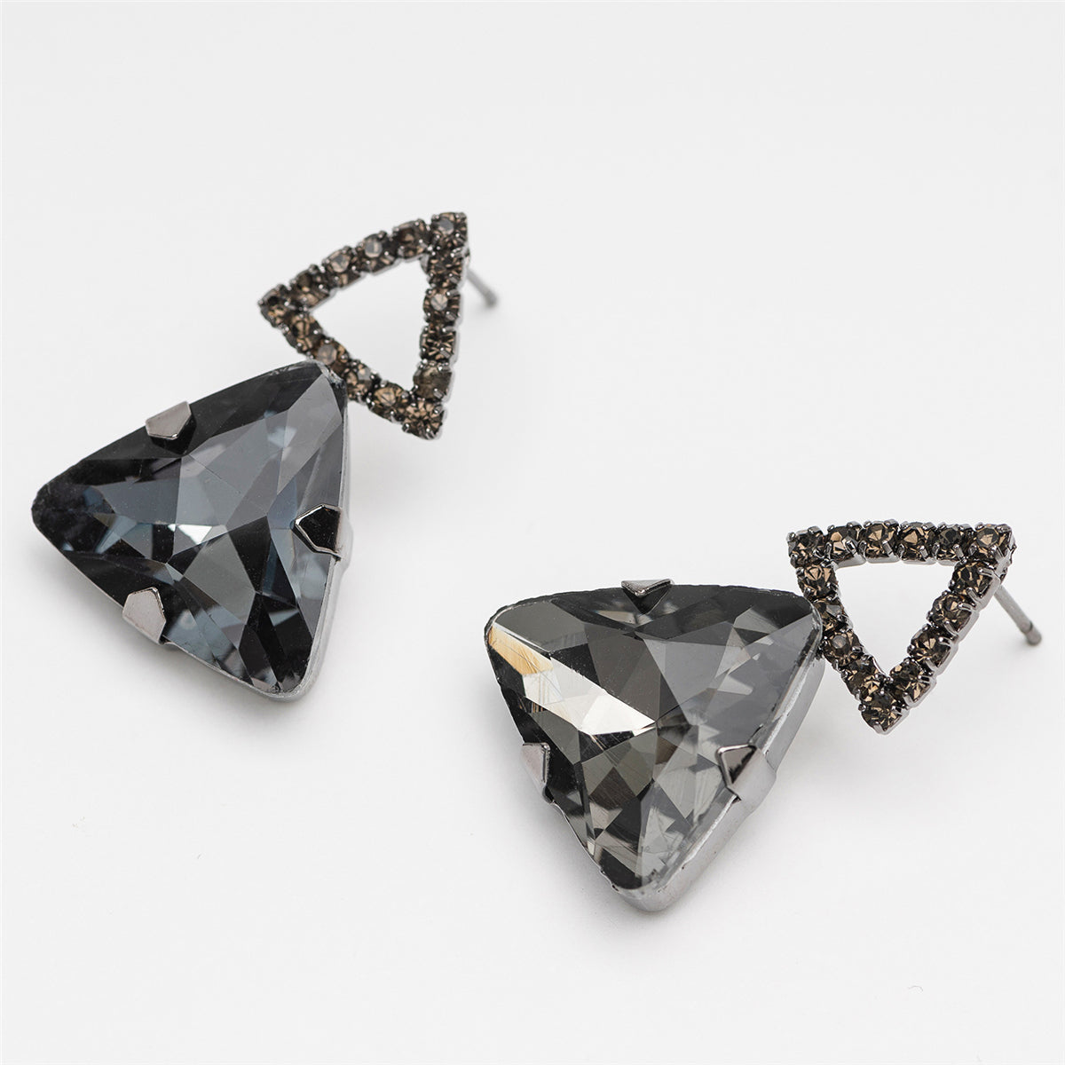Gray & Rhodium-Plated Triangle Drop Earrings