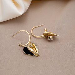 Cubic Zirconia & 18K Gold-Plated Folded Heart Drop Earrings