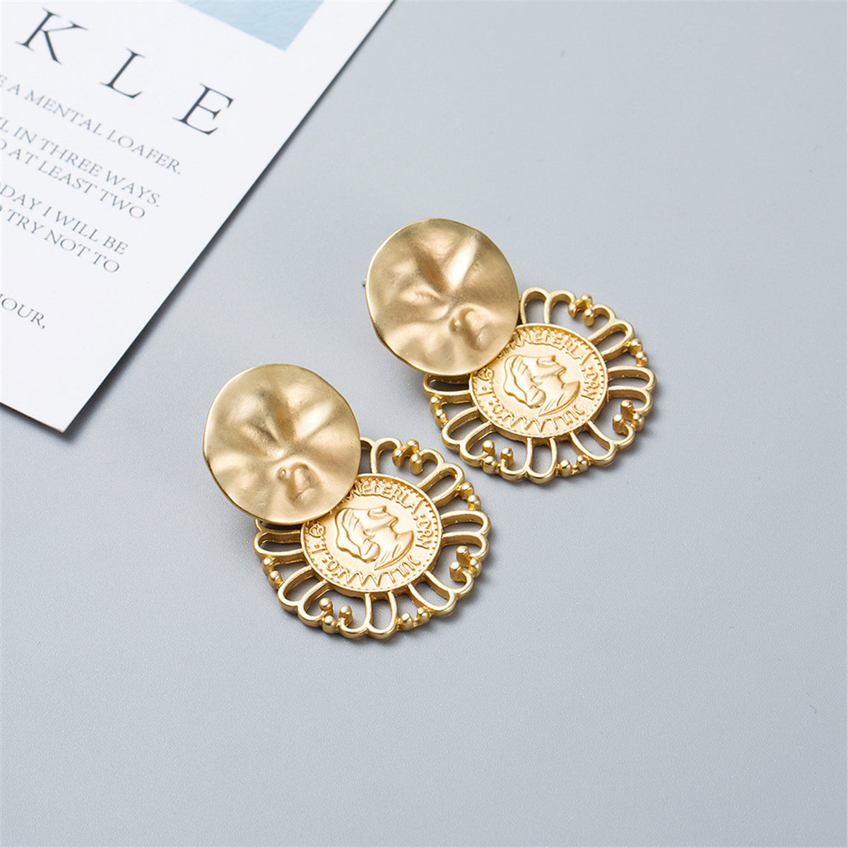18K Gold-Plated Queen Coin Drop Earrings
