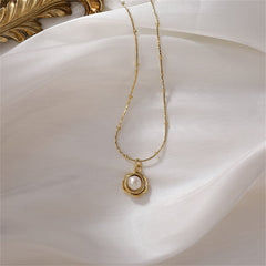 Pearl & 18K Gold-Plated Flower Pendant Necklace