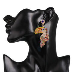 Colored Cubic Zirconia & 18K Gold-Plated Toucan Drop Earrings